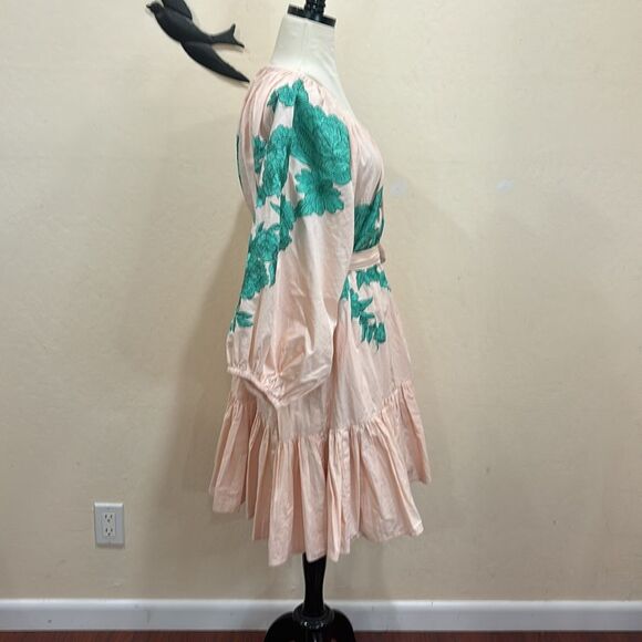 NEW!  ASOS EDITION Embroidered Wrap Mini Dress Tiered Hem ~ Candy Pink ~ 10 - Picture 6 of 10